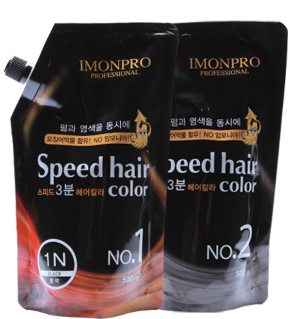 아이몬 프로 스피드 3분 헤어칼라(오징어먹물 함유) 1제500g+2제500g 새치염색약, [5N] 브라운(Brown), 1개