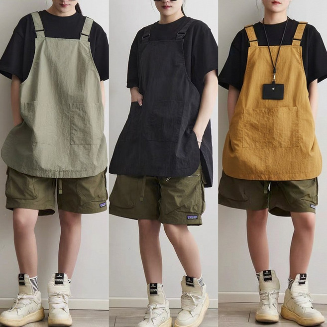 아모르주 방수 앞치마 빅사이즈 카페 바리스타 주방, 1개, 딥블랙