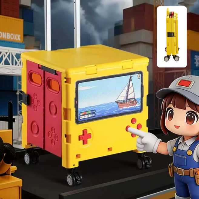 재미 360도 접이식 카트 진짜같은 게임기 핸드카트 다용도 쇼핑카트, 1개, 옐로우