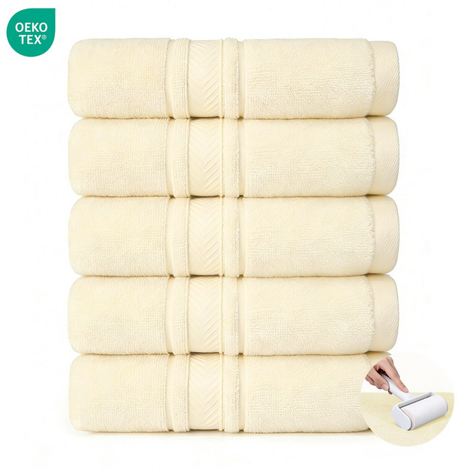 연화삼월 호텔 수건 40수 150g 고급 코튼 타월 10장 흡수력 좋은 먼지없는 두꺼운 수건 오코텍스 인증 470GSM 호텔수건, 5개, 03아이보리