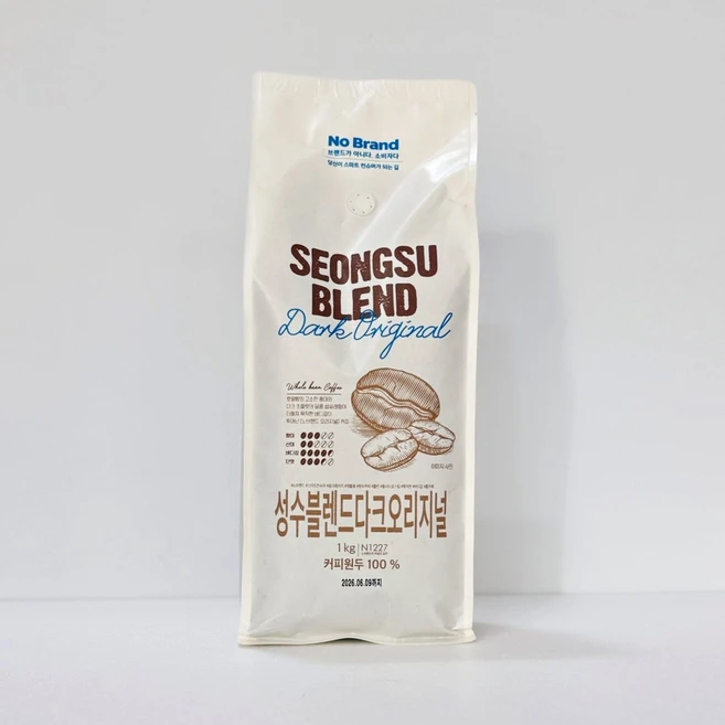 노브랜드 성수블렌드 다크오리지널 원두, 1개, 1kg, 홀빈(분쇄안함) - 쿠팡