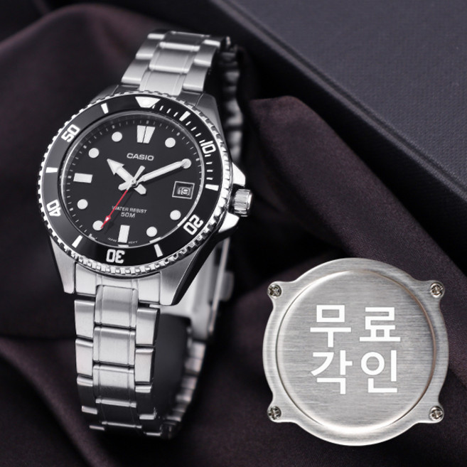 무료각인 카시오 MDV-10D-1A1 흑새치 미니 다이버 스포츠 남자 메탈 시계 d