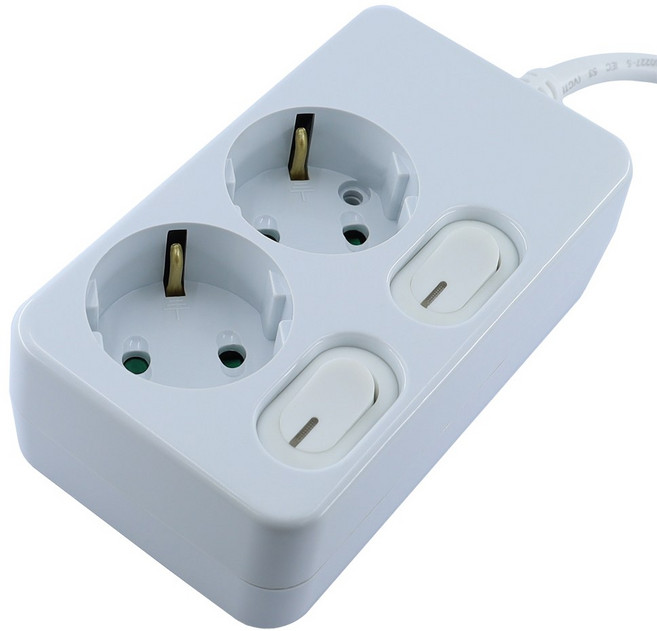 다조아 국산 개별 스위치 절전 멀티탭 2구 (16A), 1개, 화이트, 7.5m