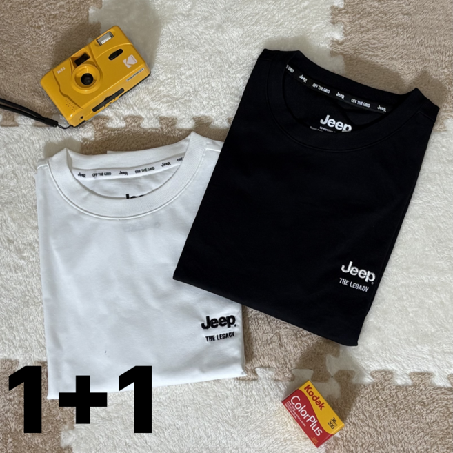 지프 (JEEP) 반팔티 1+1 반팔 티셔츠 남여공용 미니로고 2PACK