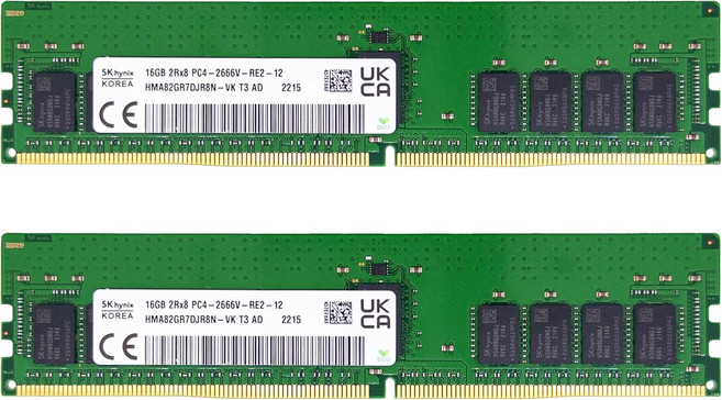 타임텍 하이닉스 오리지널 32GB KIT2x16GB DDR4 2666Hz PC4-21300 등록 ECC 1.2V CL19 2Rx8 듀얼 랭크 288 핀 RDI 서버 메모리 RA
