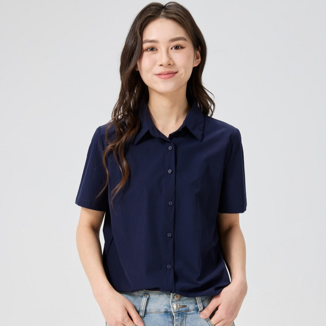 Roimkrs 여성 스판 링클프리 카라 반팔 여름 셔츠 10컬러