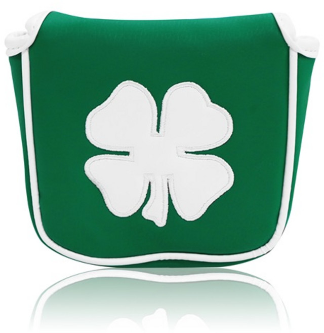 지칸디 골프 말렛퍼터커버 네잎클로버 자석타입 반달형 퍼터커버, 그린 화이트