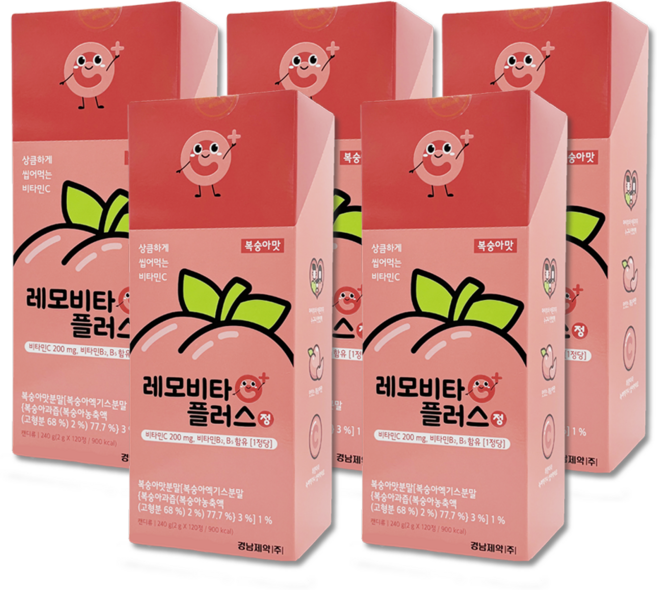 레모비타플러스정 복숭아맛 240g, 5개, 120정