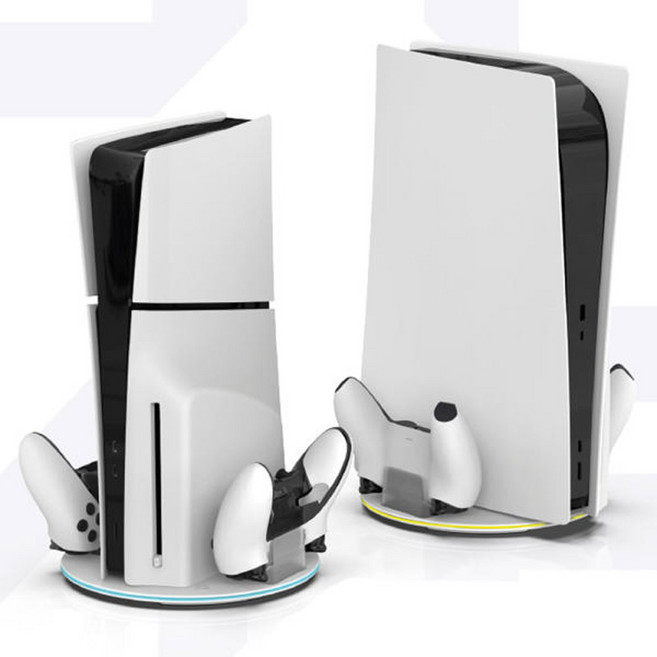 PS5 / PS5 슬림 신형 겜맥 led 스탠드 수직 버티컬 받침대 듀얼센스 충전거치대 충전독 일반 슬림 모두호환, 1개