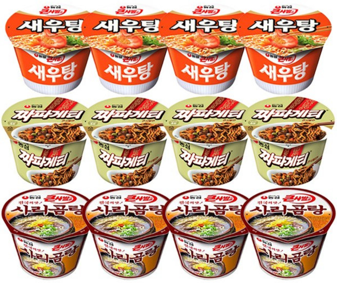 큰컵라면 12종세트 (새우탕 4개+짜파게티 4개+사리곰탕 4개) 큰컵, 1개