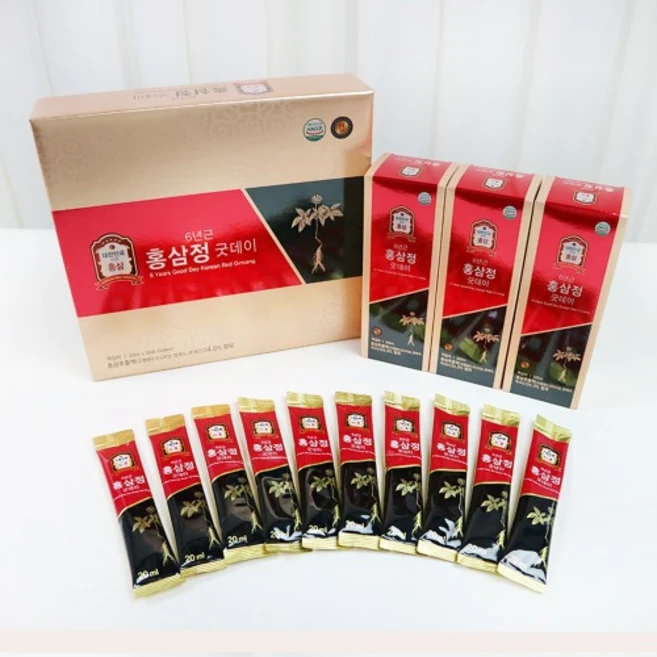 한국인삼공사 하루한포 6년근 홍삼정스틱 + 쇼핑백 (20ml x 30포), 1박스, 600ml - 쿠팡