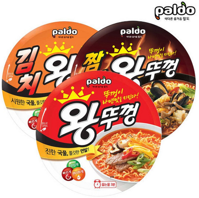 팔도 왕뚜껑6+김치왕뚜껑6+짬뽕왕뚜껑6 총18개, 18개, 110g