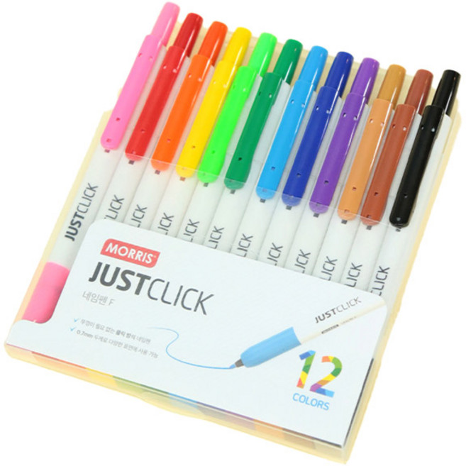 모리스 저스트클릭 노크식 네임펜 F 12색세트/클릭식