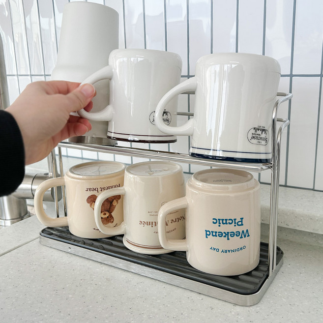 하이어데코 스텐 정리대 물빠짐 트레이, 1개, 실버, 2단