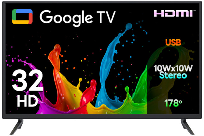 티비아울렛 32인치 81cm HD 스마트 구글 TV OTT 어플 지원 트리플블랙 에너지효율 1등급, 고객직접설치, 스탠드형, V320 트리플블랙 / (단품), 81CM / 32인치