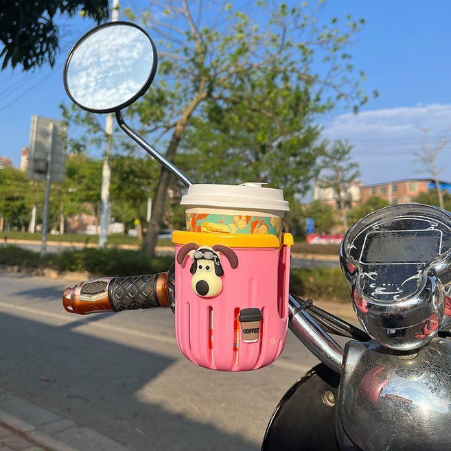 嬰兒推車 水杯架 手機架 置物架, 上黃下粉 單杯架 升級加厚,送可愛卡通貼四件套, 1個