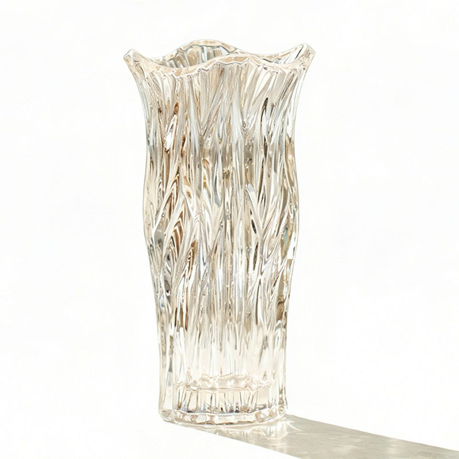 크리스탈 웨이브 꽃병 고급 인테리어 소품 거실 침실 데코, 투명색