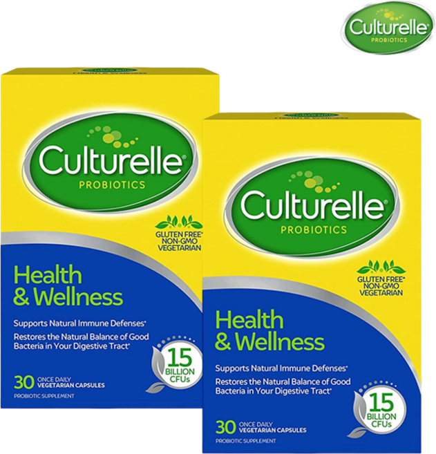 [Culturelle] [1+1] 컬쳐렐 유산균 컬처렐 프로바이오틱스 150억 CFU 30캡슐 Culturelle Health & Wellness Daily Probiotic, 2개, 30정