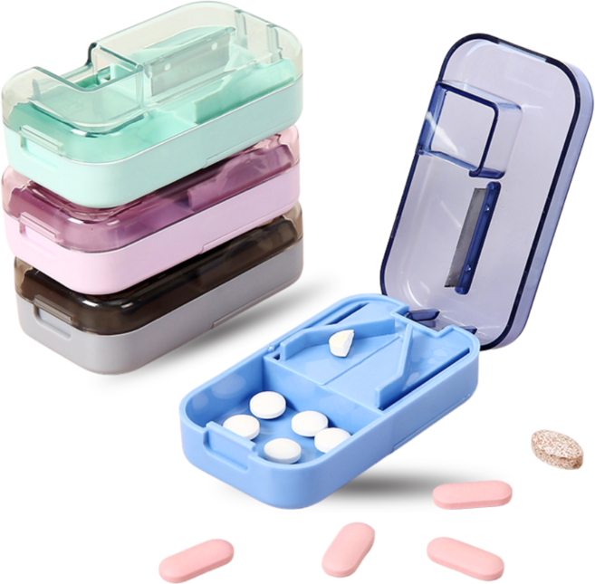 난네난네 꼭 필요한 3in1 알약 커팅 보관 케이스, 1개, 민트
