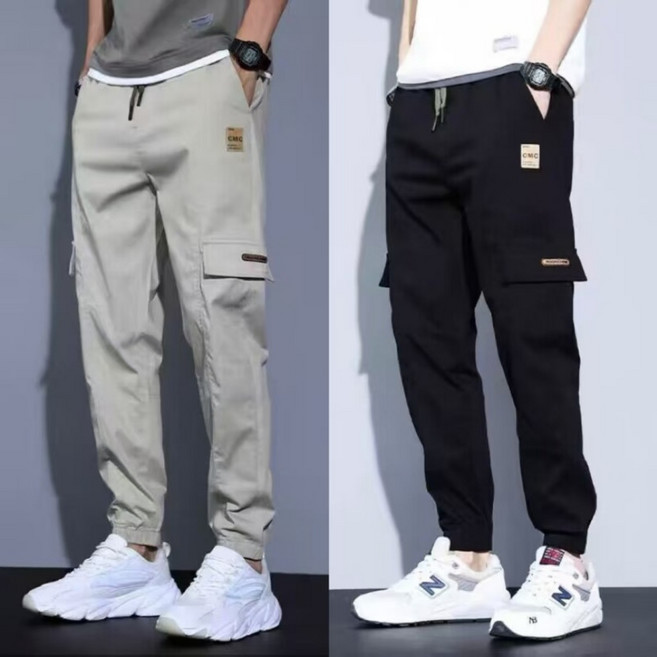 BIKASU 남성 카고바지 밴딩 스판 조거팬츠 빅사이즈 캐주얼 카고팬츠 1+1