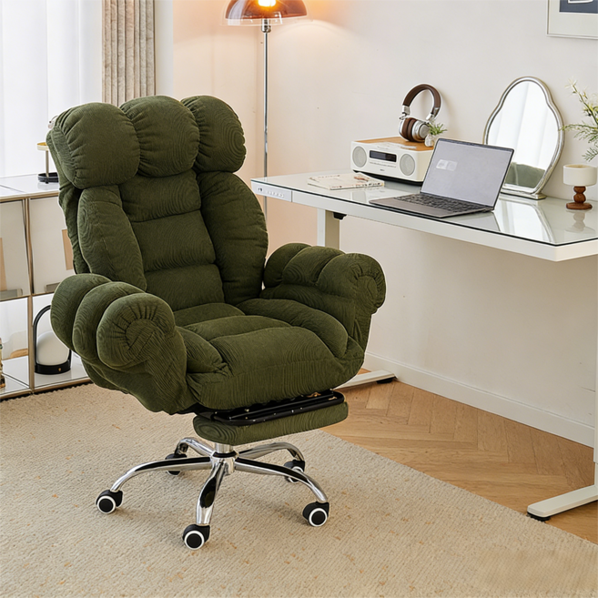 쿠리브 리클라이너 침대형 조절 가능한 허리 편한 컴퓨터의자, 그린