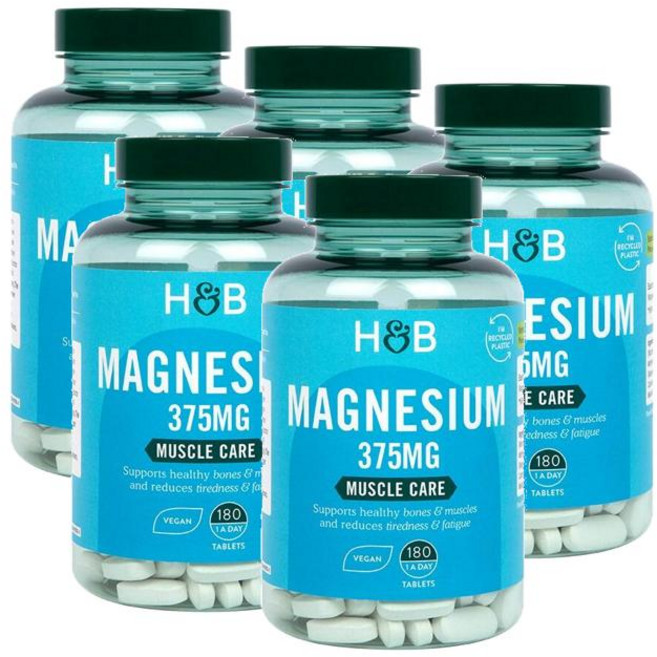 홀랜드앤바렛 마그네슘 375mg 머슬케어 Holland & Barrett Magnesium, 180정, 5개