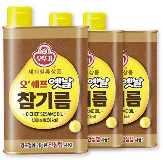 기타 [T]오뚜기 오쉐프 옛날참기름 (1000ml) x 3, 1L, 3개