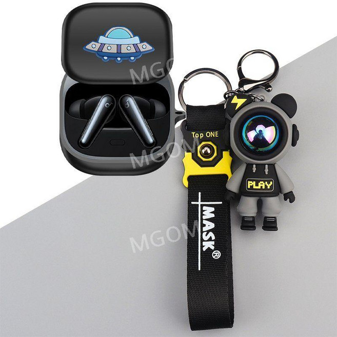 사운드코어 리버티5 케이스 호환 보호 커버 Soundcore Liberty 5 실리콘 무선, 블랙+블랙우주인, 1개