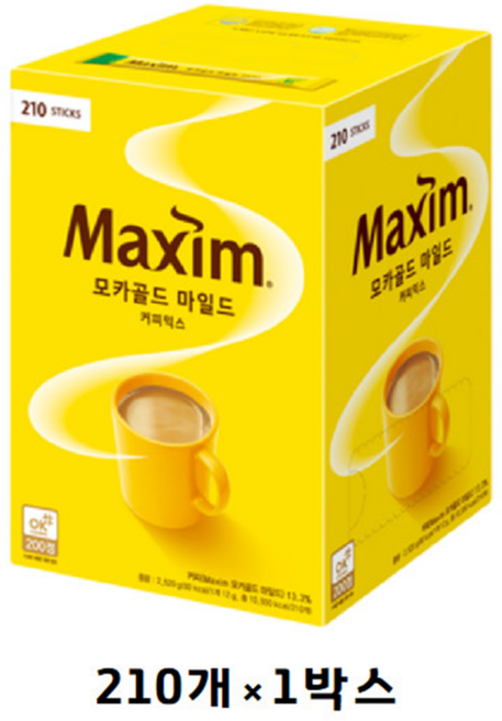 맥심 모카골드 마일드 커피믹스, 12g, 210개입, 210개