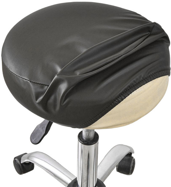 마켓피아 병원 원형의자 레자커버, 블랙, 1개