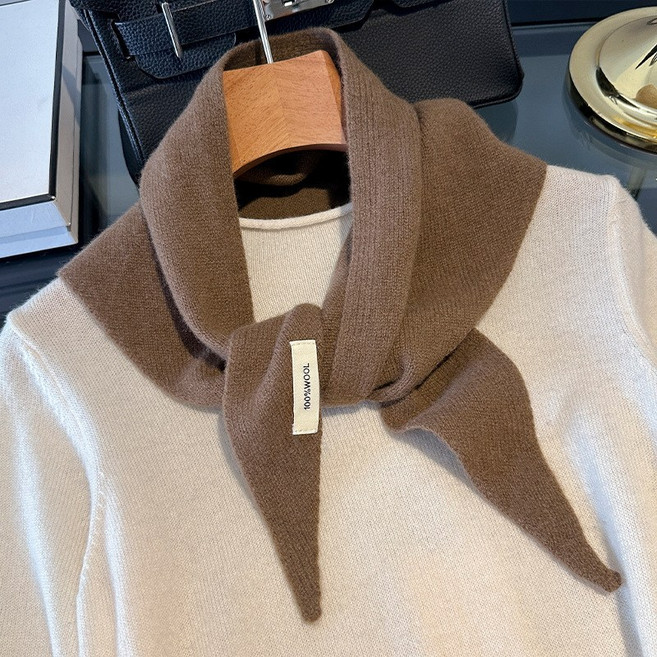 Karsaer 100% 호주 순모 머플러 단색 울삼각숄 여성 다기능 묶음 망토케이프 겨울 울목도리 G0260