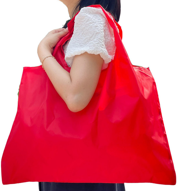 이앤티 휴대용 접이식 포켓 대형 장바구니 컬러 시장가방, 이앤티레드, 1개