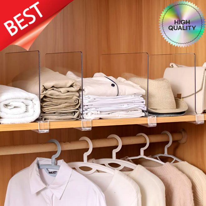 고운하움 아크릴 옷장 선반 칸막이 가림막 파티션 책꽂이, 4개, 투명