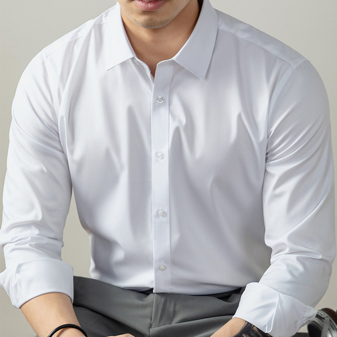 SELEAD 남성 정장셔츠 실크 원단 다림질 프리 남자가을셔츠 구김없는 셔츠 워크셔츠