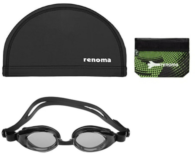 [브랜드정품] 레노마수영복 *지퍼백증정 * 남여공용 김서림방지 수경+ 수모 세트 OTG UV차단 강습용, WH, WH