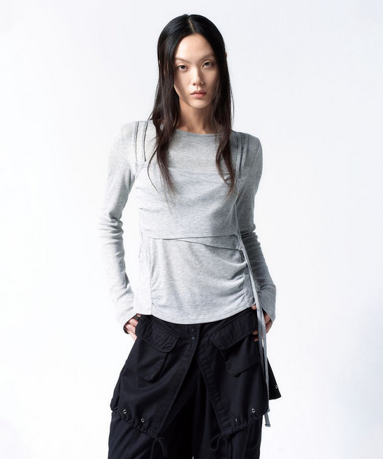 인사일런스 INSILENCE WOMEN 레이어드 디자인 탑 MELANGE GREY
