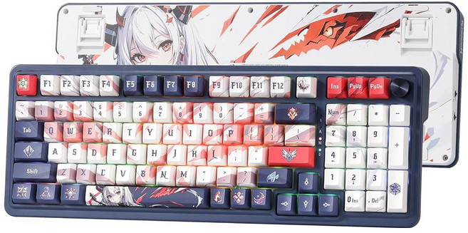 소켓 3모드 무선 및 5중 redragon 키보드 개스킷 k686 남향 감쇠 pro 스왑 98키 레이어 키캡 핫 rgb 컨트롤 게이밍 그라데이션 pbt 포함 전용 기계식 손잡, Eisa's Paradox ( Version), 98 Keys