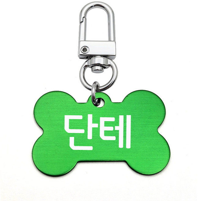 강아지인식표 가볍고 걸기편한 원터치 뼈모양이름표, 1개, 그린