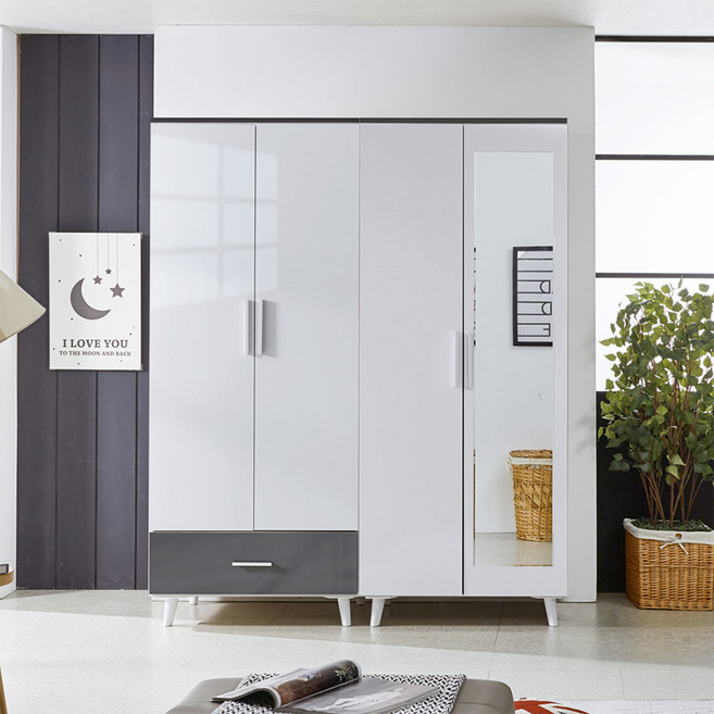 이노센트 캐스 1600 1단서랍옷장+거울 옷장 이불장 택1 i103904, 그레이투톤_103904