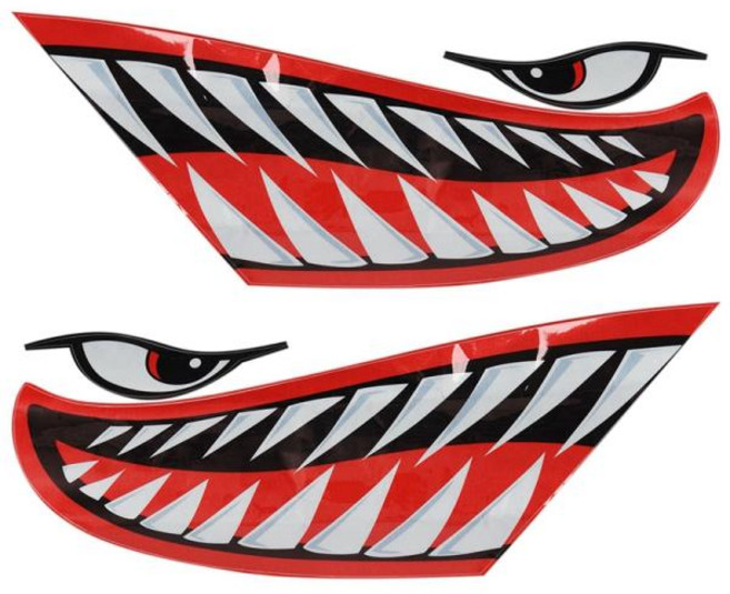 방수 카약 스티커 Diy 상어 이빨 입 보트 자동차 트럭 액세서리 2 개, WHITE, 01 White