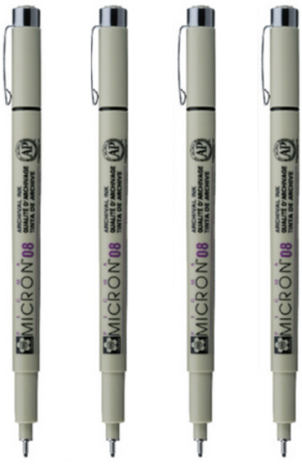SAKURA 피그마 마이크론 08 젤잉크펜 0.5mm, 블랙, 4개