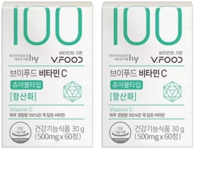 브이푸드 비타민C 100 500mg 60정 2개, 1개