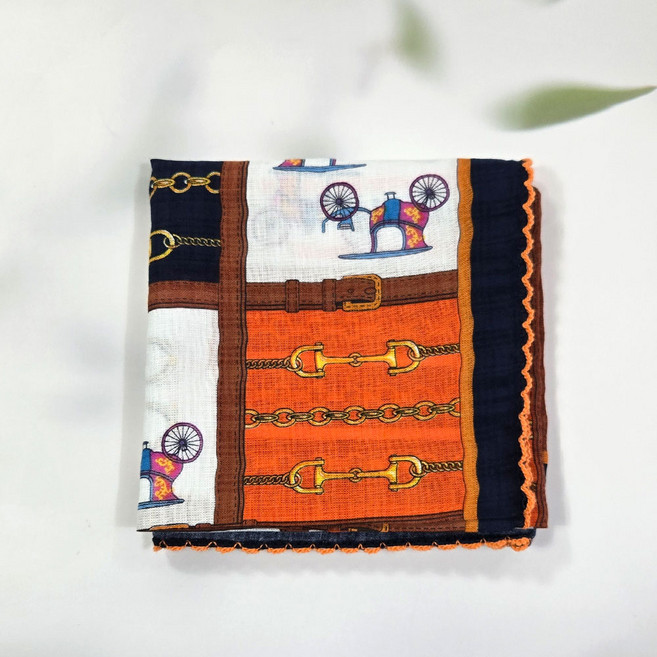 [선우] 고급 면 레이스 손수건 스카프 등산 쁘띠