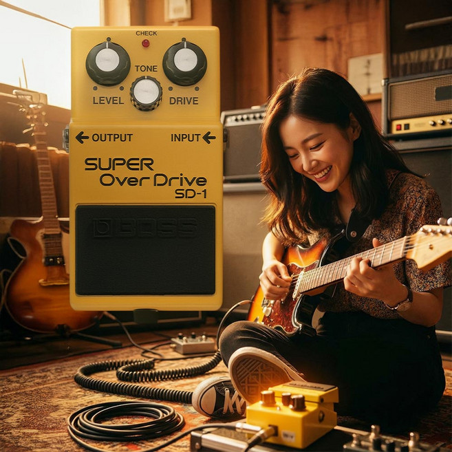BOSS SD-1 슈퍼 오버드라이브 기타 이펙터 클래식 오버드라이브 페달 옐로우블랙