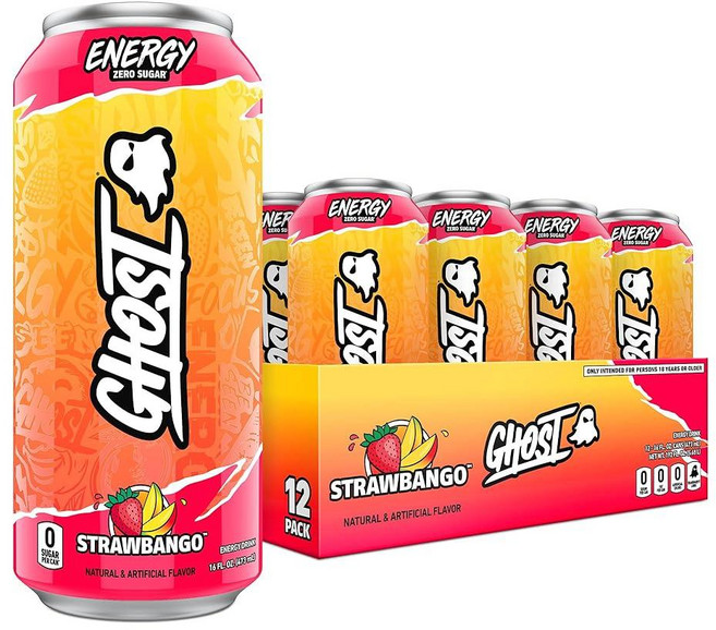 GHOST Energy Drink - 12팩 사워 패치 아동용 레드베리 473.2ml(16온스) - 에너지 및 집중력 및 인공 색소 없음 - 천연 카페인 L-카르니틴 및, 스트로방고, 473.2ml