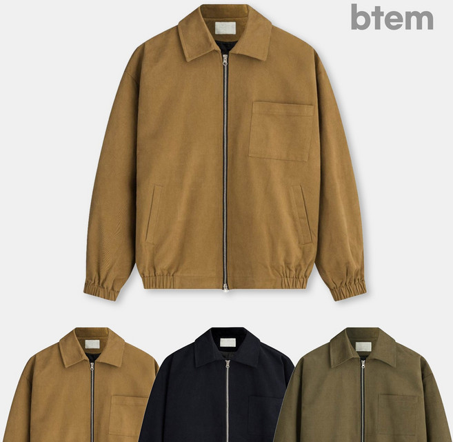 더베이직샵 오버핏 고밀도 트윌 카라 블루종 항공점퍼 3컬러