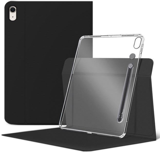 더조은셀러 아이패드 호환 이지홀 스핀 회전 가로 세로 스탠딩 케이스, 블랙