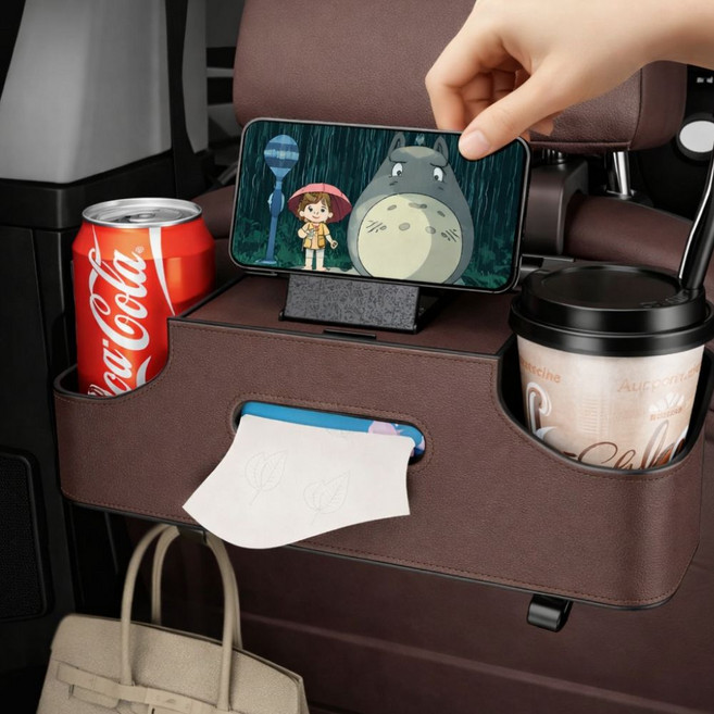 에이프릴맨션 5in1 멀티 자동차 뒷좌석 수납함, 브라운, 1개