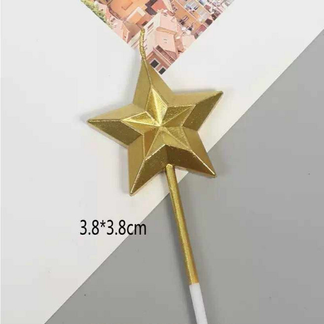 鑽石切面愛心星星造型蠟燭 金銀紅粉多色可選 獨立包裝生日派對節慶裝飾, 1個, 蠟燭│鑽石五角星-金色