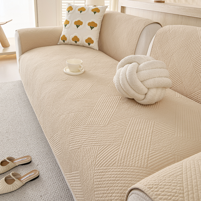 SOFMEA 순면 워싱 쇼파패드 미끄럼방지 부드러 북유럽 모던 솔리드 스트라이프